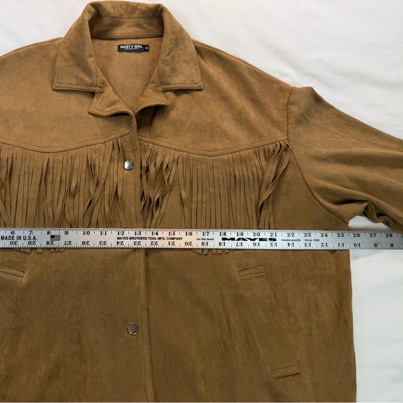 Vegan Suede Fringe Jacket Medium Oversized NWOT - Picture 7 of 8